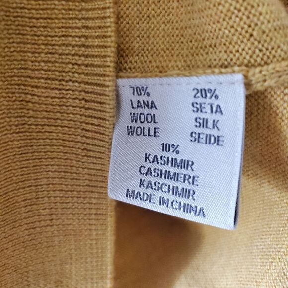 Peter Millar Cashmere Wool & Silk Blend Sweater Mens Large Gold Mock Turtleneck - Picture 3 of 4